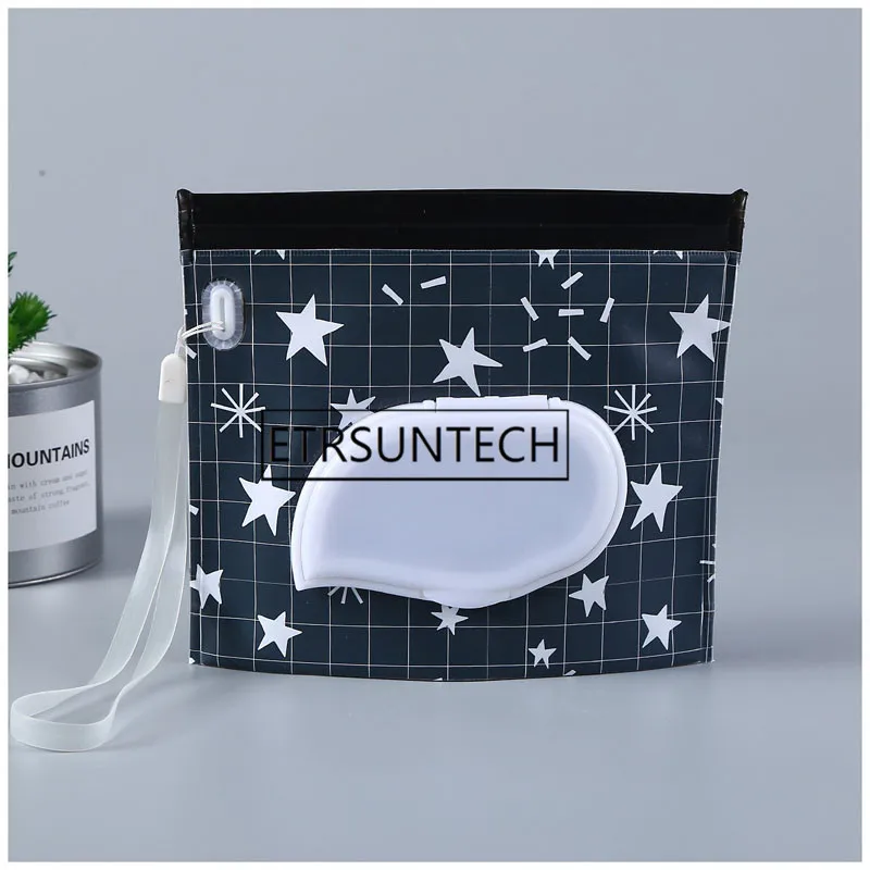 100pcs Easy-carry Tissue Boxes Wet Wipes Bag Clamshell Cosmetic Pouch Container Wipes Container Clean Tissue Paper Holder