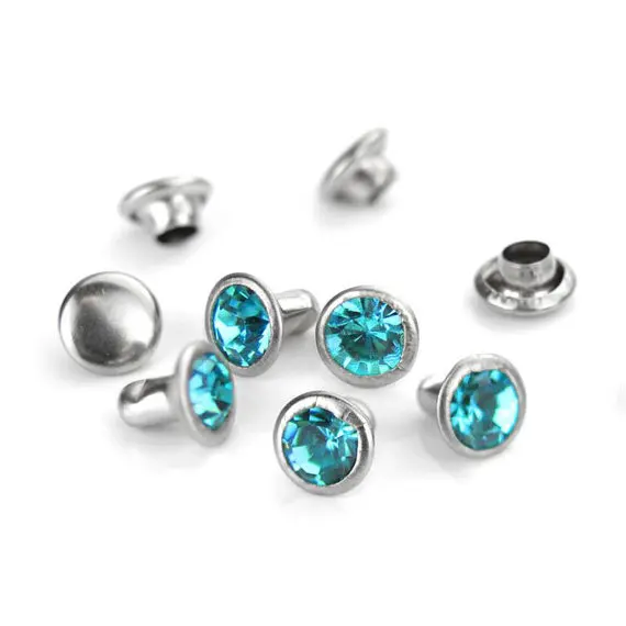 Crystal Rivets 6mm Snap Rhinestone Rivets Blue Color