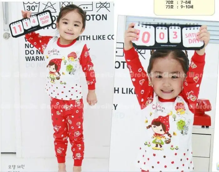 Free Shipping- STOCK CLEARANCE SALE!!! pink strawberry, GW pajamas, cotton kids/girls pajamas, sleepwear, 2pcs set(MOQ: 1 set)