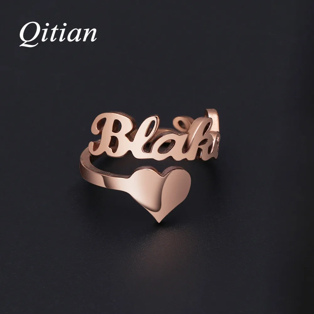 Personalized Name Rings  Gold Color Date Numbers Heart Sprial Ring For Women High Quality Stainless Steel Men Jewelry Not Fade