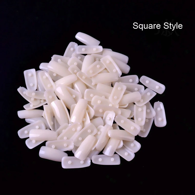 100pcs Oval/Square Plastic Nail Tips Adjustable Nail Art Model Hand Practice Training Display DIY Nail Training Manicure Tools
