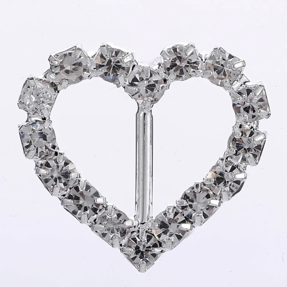 Heart Rhinestone Buckles, Ribbon Sider, Craft Supplies, Hair Accessories, Wedding Invitation Card, DIY Decorations, 100Pcs