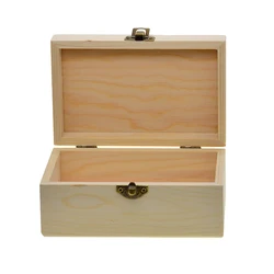 Large Wooden Box Storage Plain Wood Jewel Box Case With Lid Lock 150x98x69mm Painting Stainin