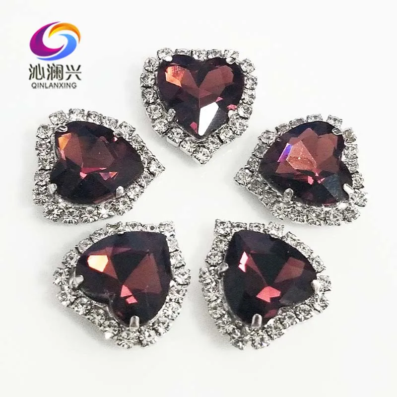 

Silver bottom Wine red top grade Crystal glass buckle,heart shape sew on rhinestones Diy/jewelry accessories 12mm/14mm/18mm