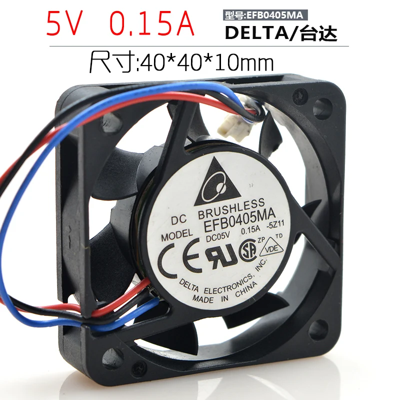 

Delta Electronics EFB0405MA 5Z11 DC 5V 0.15A 40x40x10mm 3-Wire Server Cooling Fan