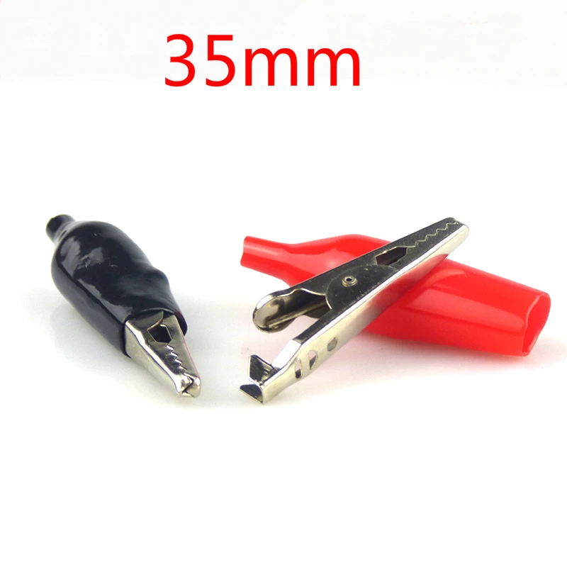 100pcs lot of 35 mm metal alligator clip on G98 alligator clip test probe plastic boots with 50 50 red and black 35mm alligator