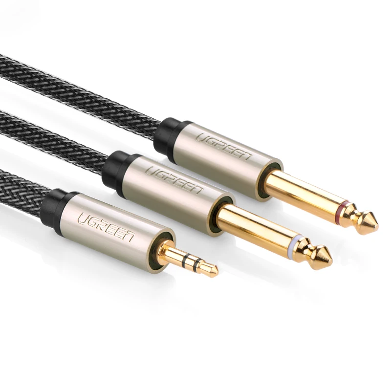 UGREEN 3.5 To 6.35mm Audio Cable For Mixer Amplifier Speaker Gold Plated 6.5mm Jack Male Splitter Line