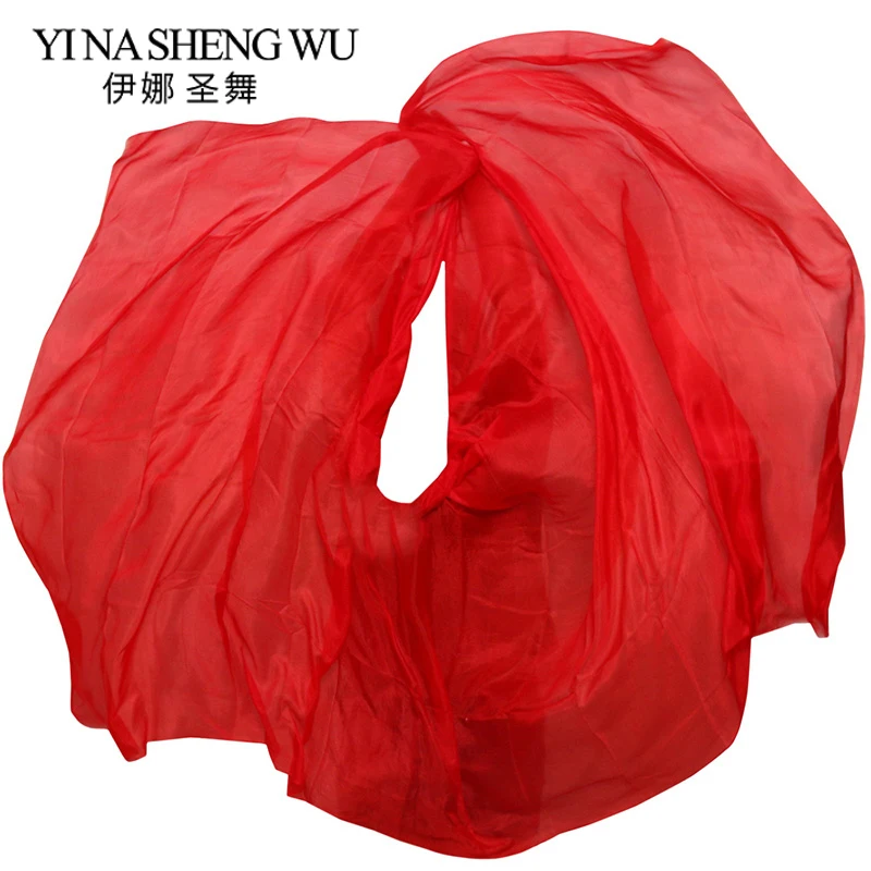 Natural Silk Stage Performance Dance Props Dye Silk Veil Shawls Women Scarf Costumes Belly Dance Veils Red Color 250/270*114 cm