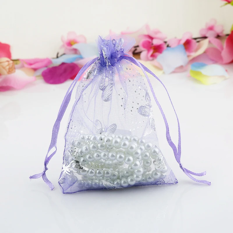 

Wholesale 200pcs/lot Drawable Small Purple Organza Bags 9x12cm Favor Wedding Christmas Gift Bag Jewelry Packaging Bags & Pouches