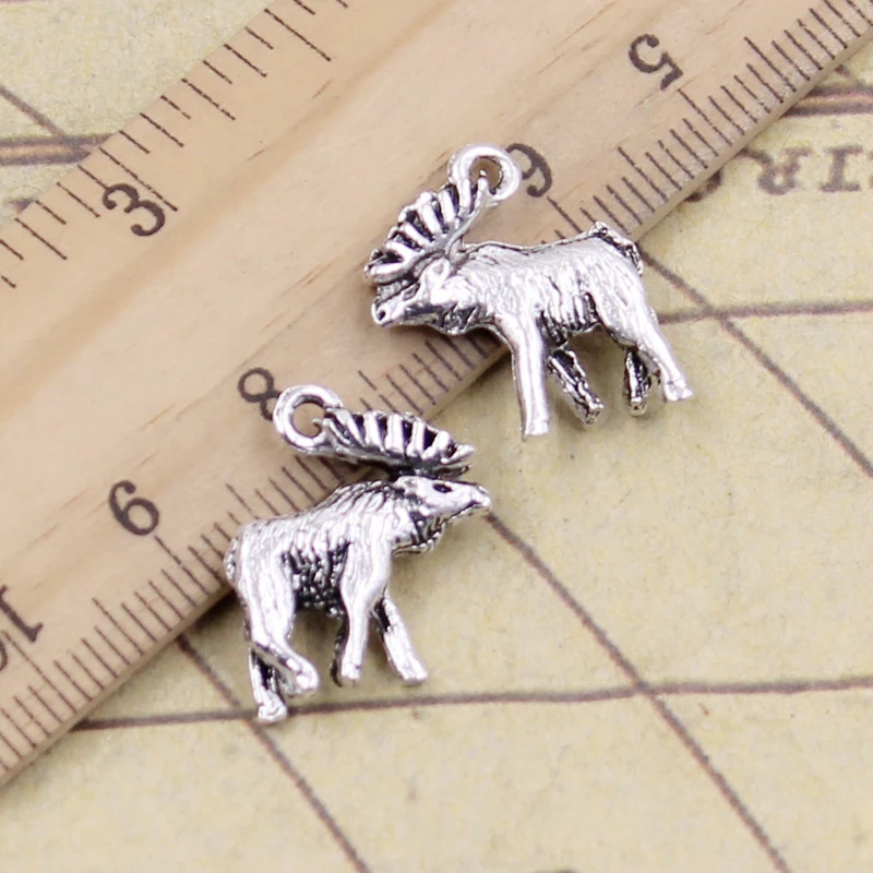 20pcs Charms Moose Deer 18x16mm Tibetan Silver Color Pendants Antique Jewelry Making DIY Handmade Craft Pendant