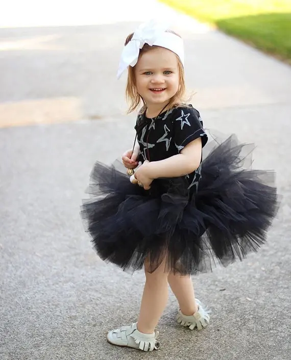 Little Black Tutu Skirts for Baby Girls  Short & Sweet Style Baby Birthday Tutu Black Tulle Cosplay Dance Party Tutu Skirts