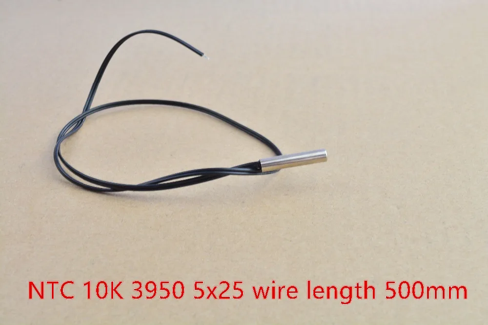 3d printer sensor NTC temperature  10K thermistor  3950 5mmx25mm wire length 500mm #    5x25-500 1pcs