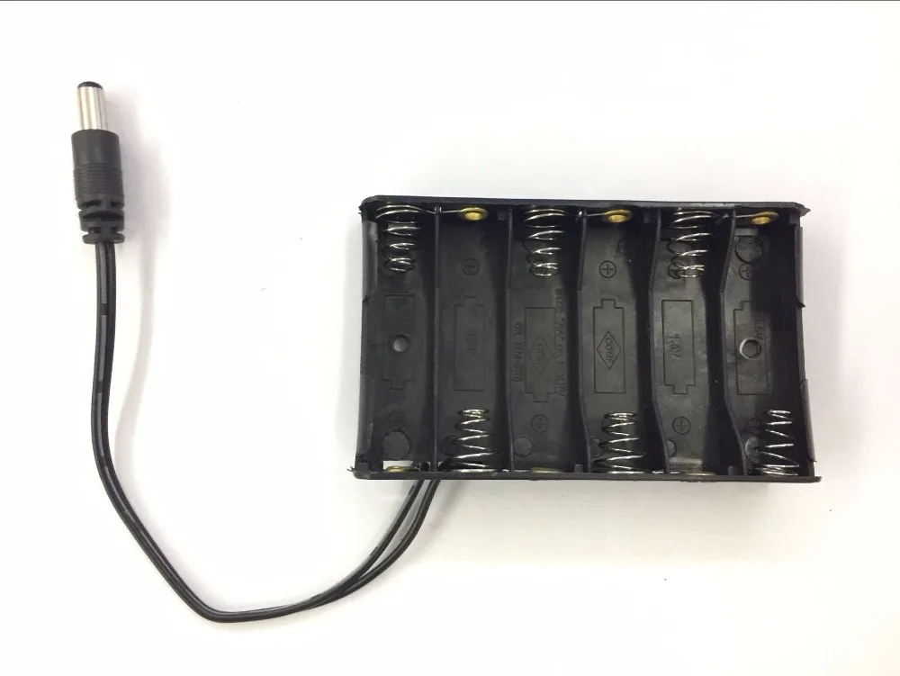 New 6 x AA Battery Case Storage Holder With DC2.1 Power Jack For Arduino Flashlight Batteries Wholesale