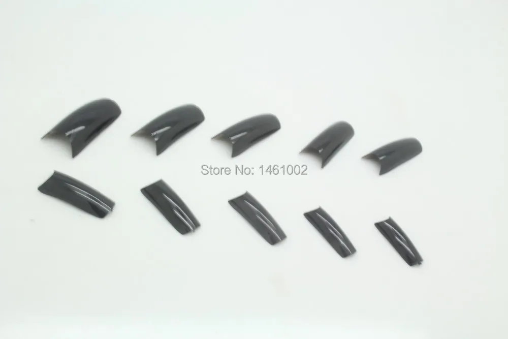 500pcs/lot French Style False Fake Acrylic Nails Half Artificial Balck color Tips Nail Art free shipping