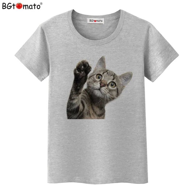 T-shirt manches courtes pour femmes, joli et mignon chat 3D, décontracté, de marque, kawaii
