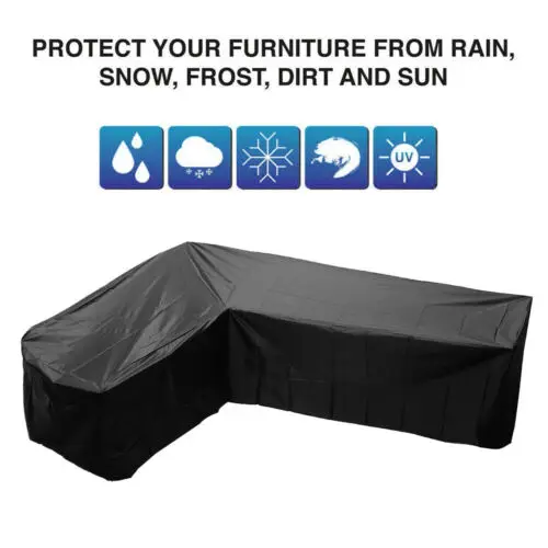 Waterproof Outdoor Furniture Cover L Shape Corner Garden Patio Rattan Sofa Couch Protective Covers Set Dust Proof Set 4 Size XL