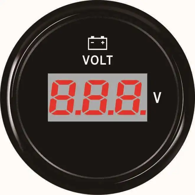 Marine Boat Automotive Voltmeter Gauge 9-32V 8-32V 52mm 316L Black Bezel Black Dial 800-00155