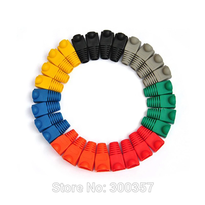 20pcs/lot Network Jack pvc Plug Of  RJ45 Connectors rj45 Boots Caps Cat5e Cat6 10colors or each color 20pcs