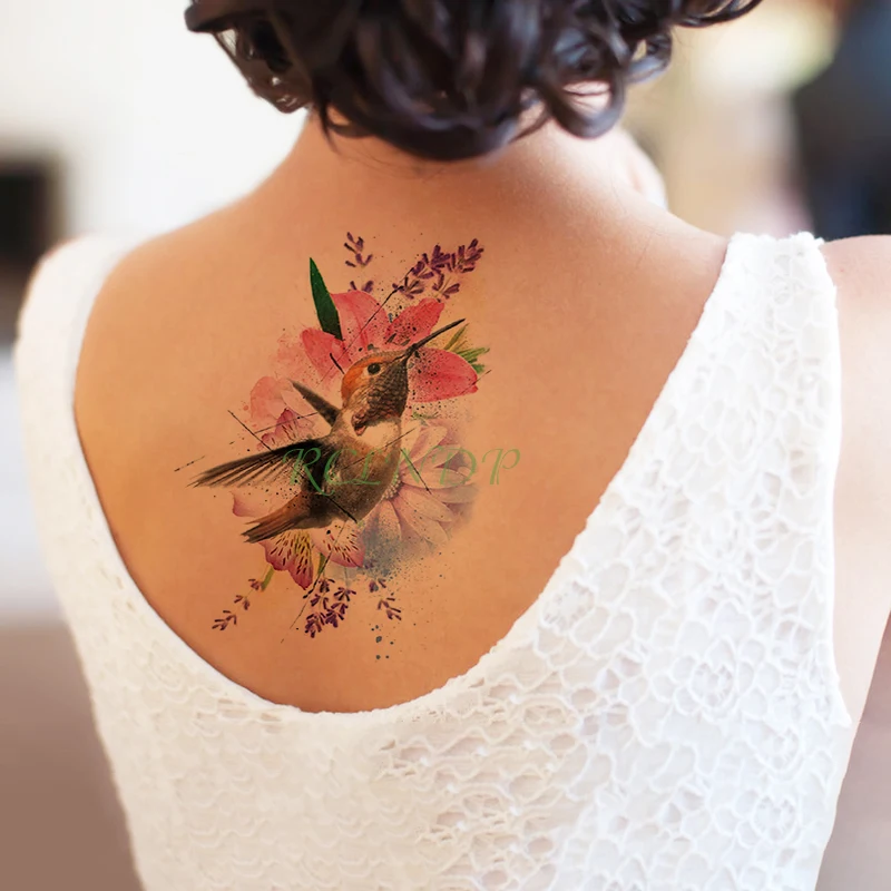 Waterproof Temporary Tattoo Sticker Fly Bird lavender Flower fake tatto flash tatoo tatouage temporaire for women girl men