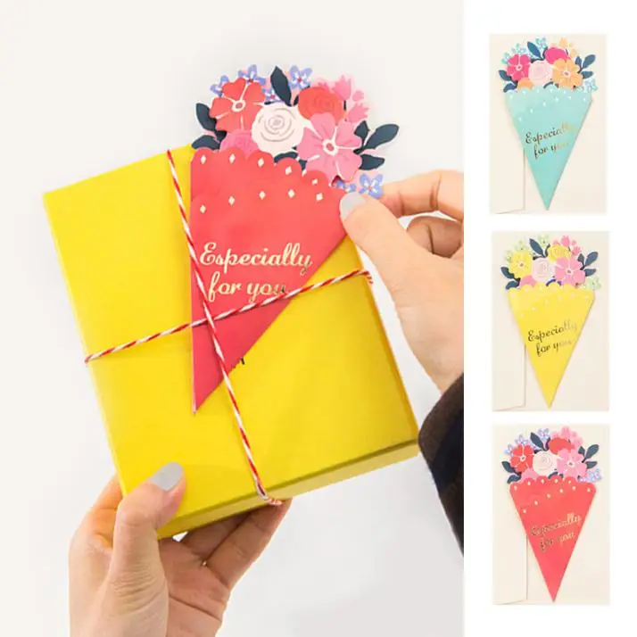 

Beautiful Paper Bouquet Flower Shapes Greeting Card Handmade Gift Card Birthday Wedding Party Favor Gifts SN1432