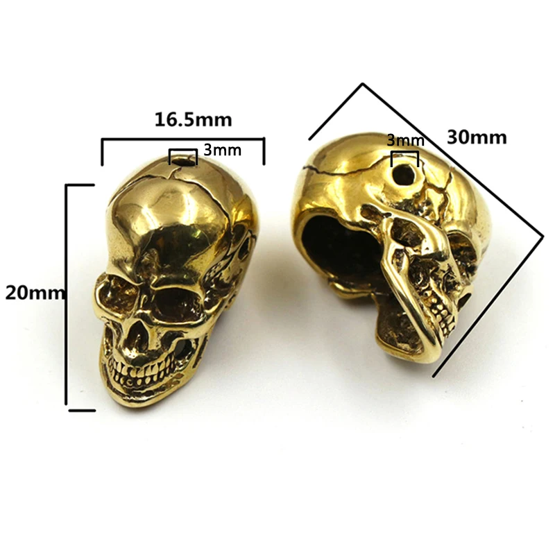 Brass Skull Knife Beads Umbrella Rope Bead Outdoor Vintage Skull Paracord Beads  Paracord Bracelet Accessories Charms Skull