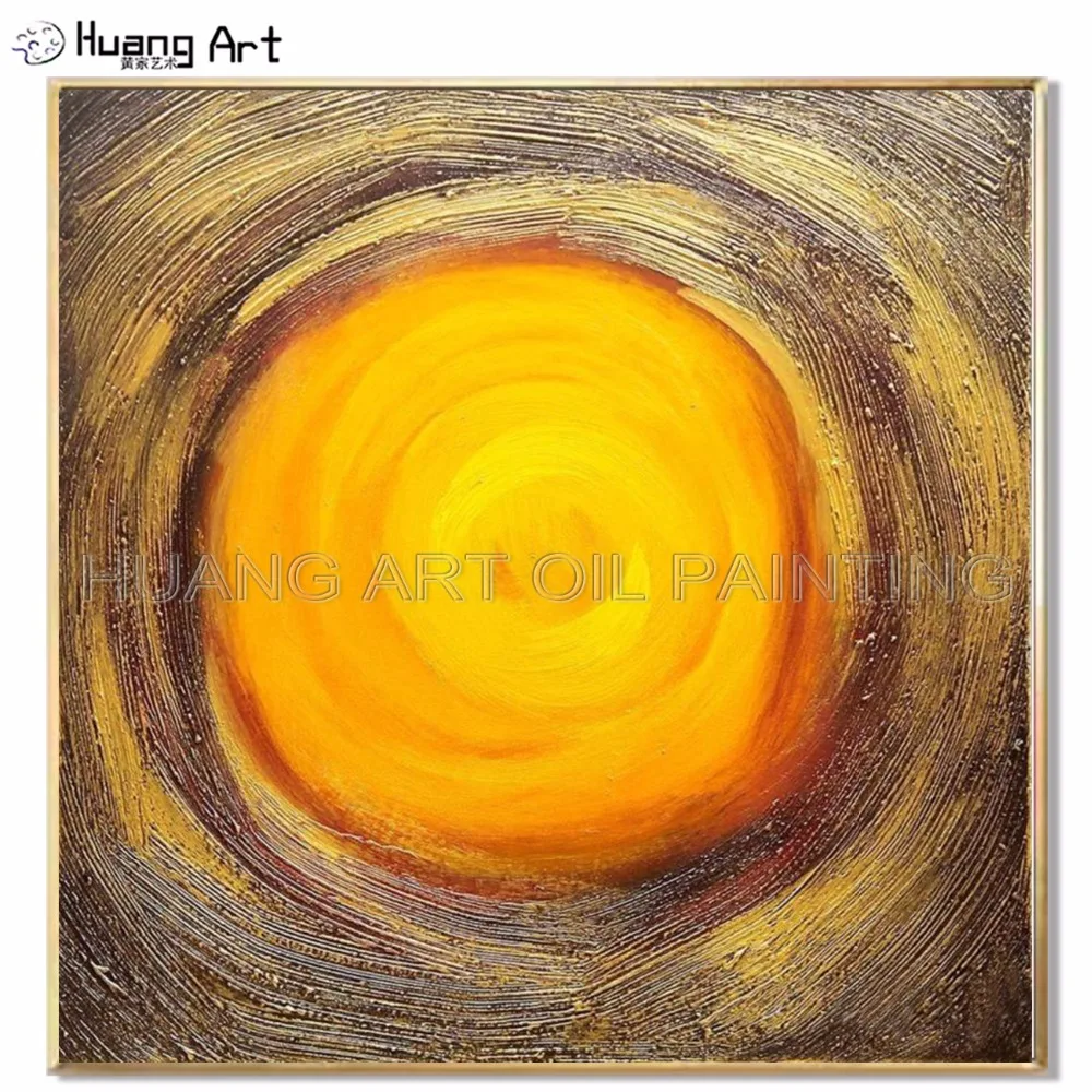 Hand-painted High Quality Modern Abstract Roundness Oil Painting on Canvas Handmade Large Abstract Yellow Circle Oil Painting