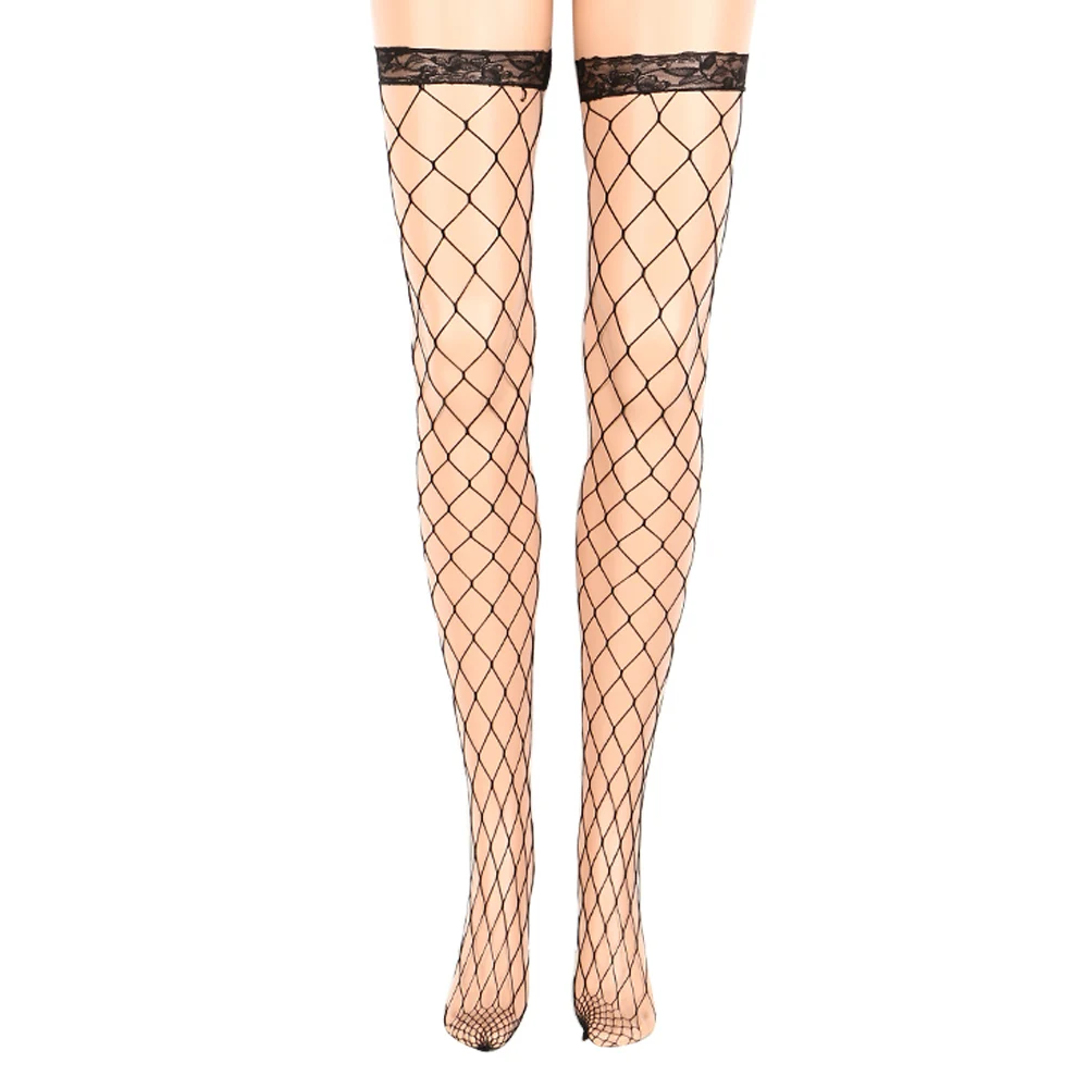 Fashion Glamorous Women Stockings Fashion Sexy Lady Large Mesh Fishnet Pantyhose Top Stay Up Thigh High Stockings Tights