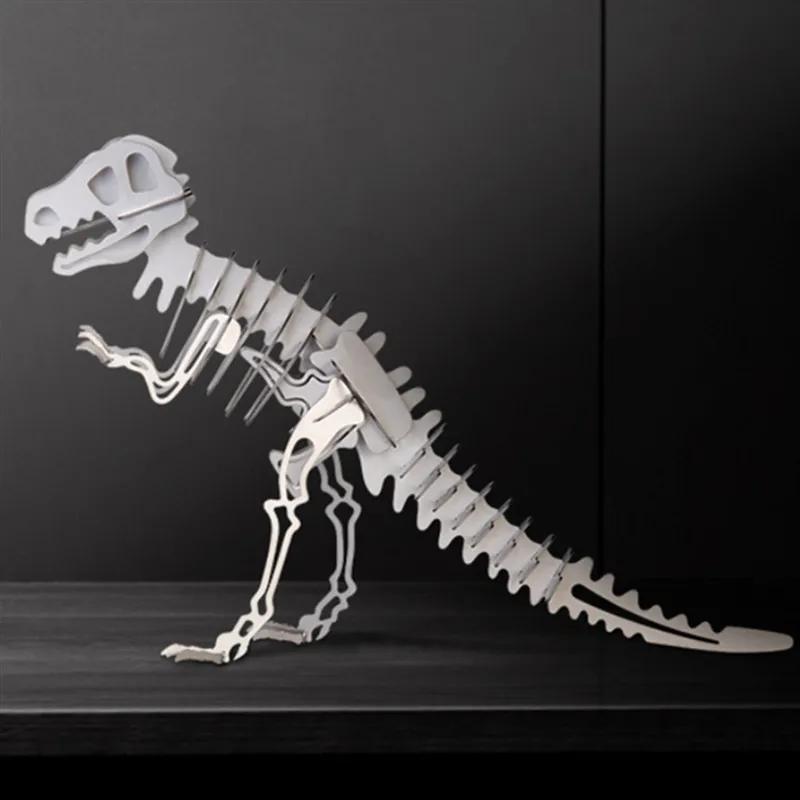 DIY Manual 3D Stereo Stainless Steel Metal Dinosaur Model Jigsaw Puzzle Fashion Creative Home Decoration Ornaments Gift for Kids