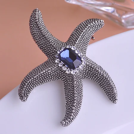 New Arrival Vintage Brooches Women Coral Starfish Rhinestone Broaches Fashion Anniversary Jewelry Best Masculino Broche Pin