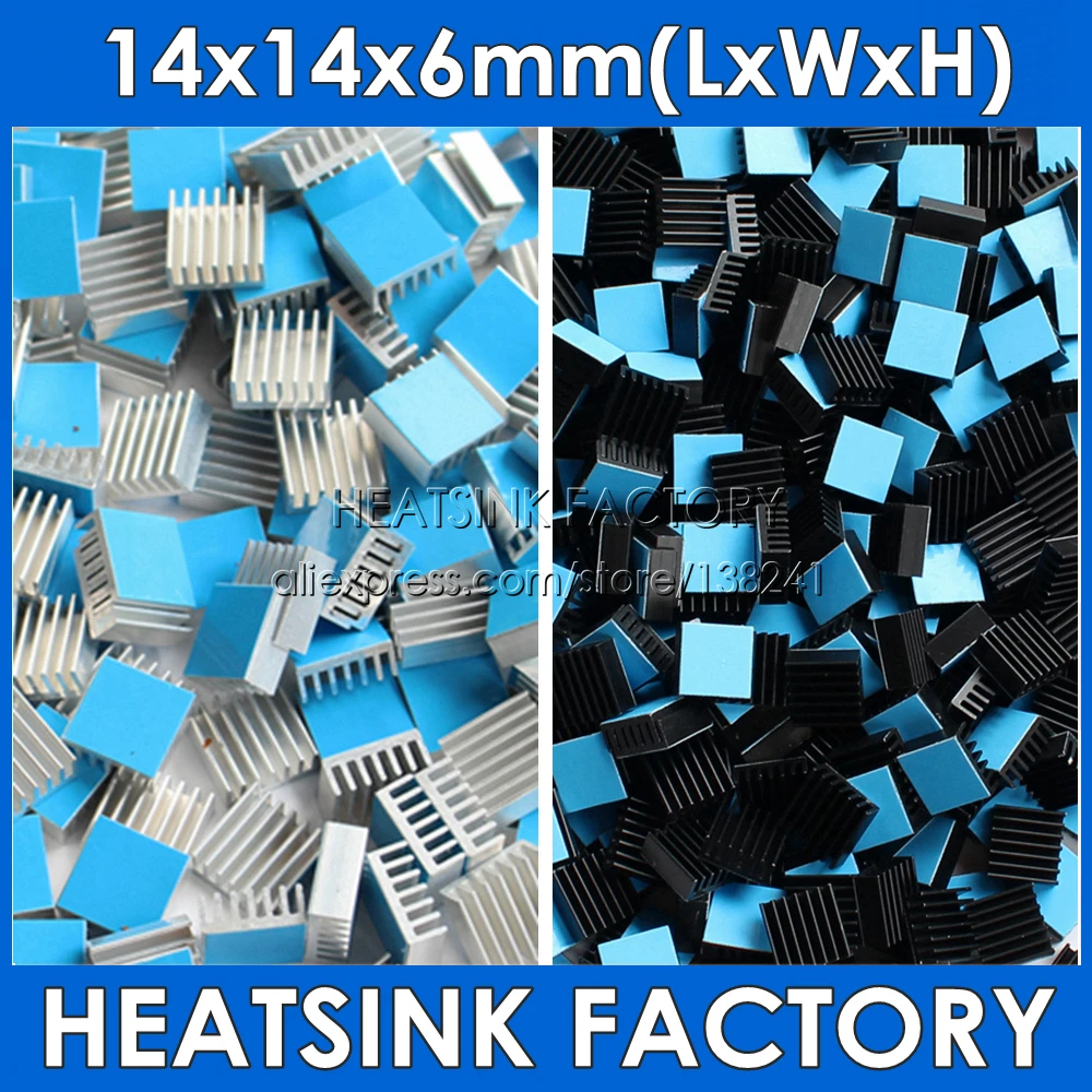 

HEATSINK FACTORY 20pcs Aluminum Computer Cooler Radiator Heat Sink 14x14x6mm for Various Pi Heat Dissipation With Thermal Pad
