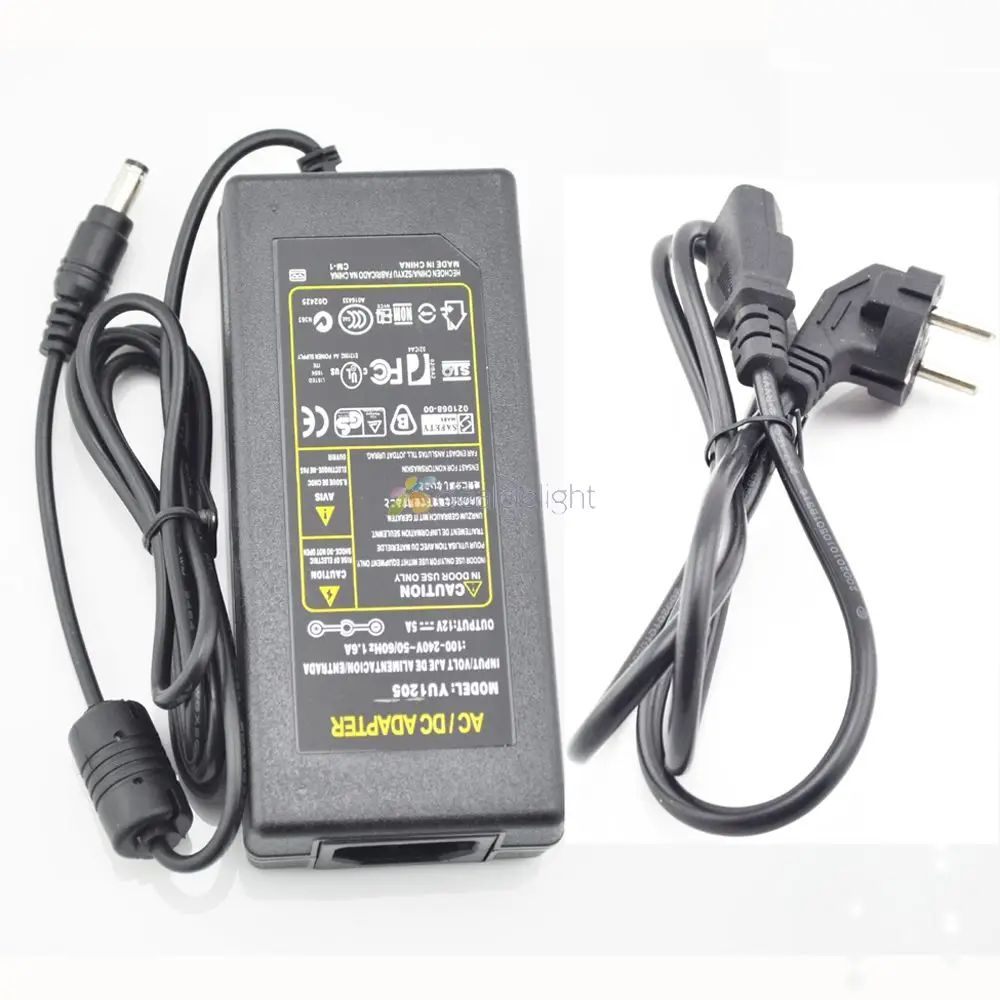 

50PCS 12V 5A 60W Led Power Adapter US/ EU/ UK/ AU Plug for LED light strip LCD monitor Wholesale
