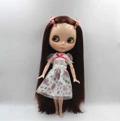 Blygirl Blyth doll Nude doll brown hair straight hair 30cm joint body 19 joint DIY doll can change makeup