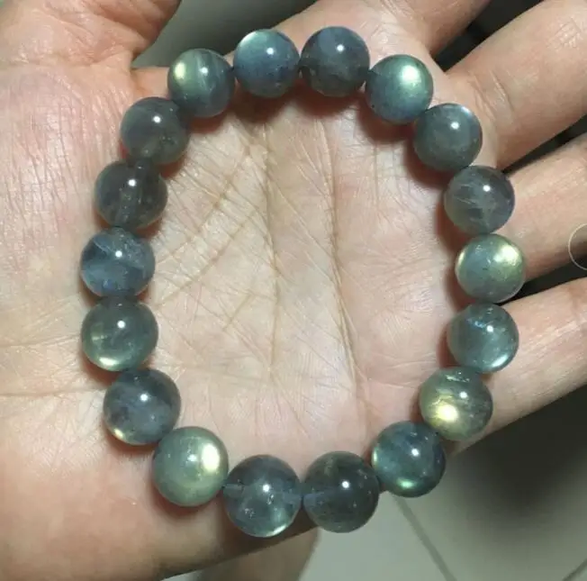 

free shipping 10mm Natural Labradorite Bracelet Blue Color Grey Moonstone Bracelets