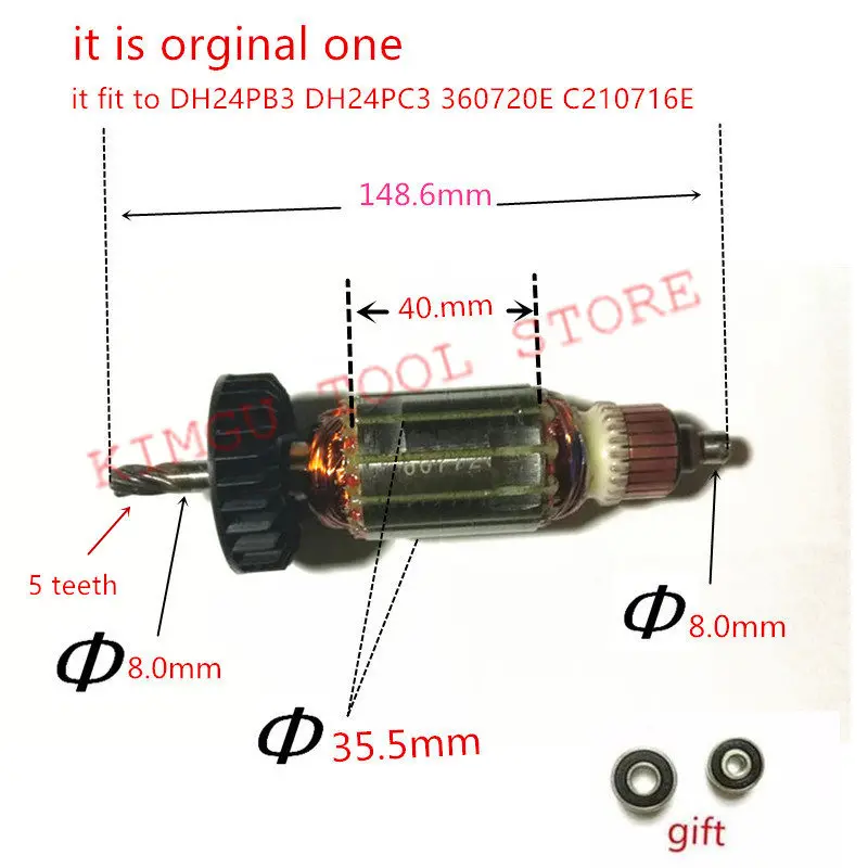 AC220-240V 5 teeth  DH24PB3 DH24PC3  Motor Armatur Engine for HITACHI 360720E C210716E