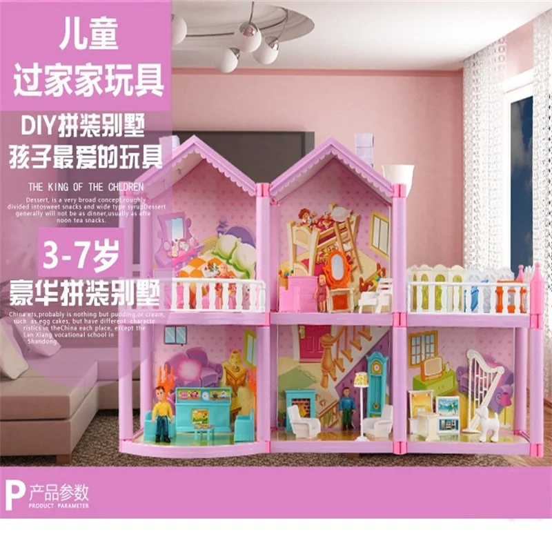 

DIY Doll Mini House Luxury Assembly Villa Boys and Girls Toy Pretend Interactive accompany Toy Birthday Gift Accessories