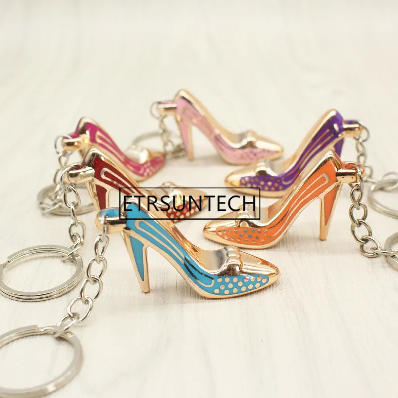 500pcs High Heel Shoes Keyring Women Bag Charms Keychain Car Keys Holder Wedding Bridesmaid Jewelry Gifts Party Favor