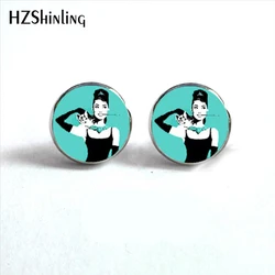 NES-0018   Audrey Hepburn in Paris Earrings Audrey Hepburn Jewelry Earring Famous Quote Stud Earrings For Woman HZ4