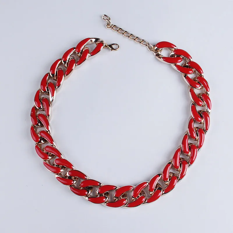FishSheep New Leopard Print Chain Necklace Bohemian Chunky Long Collar Choker Necklaces For Women Bijoux Fashion Boho Jewelry