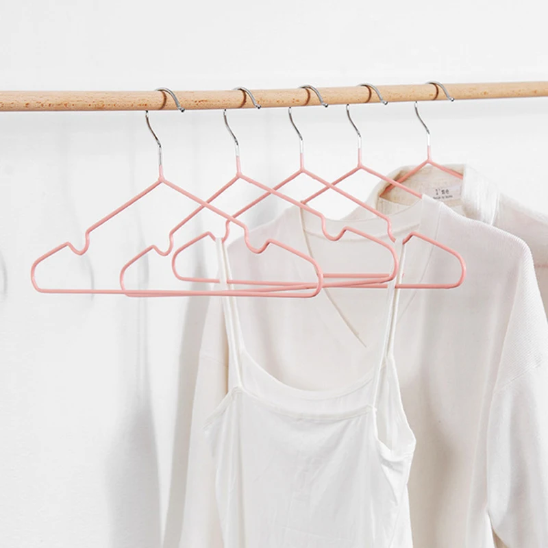 10Pcs T Shape Steel Wire Hangers For Adult Clothes Coat Storage Rack Drying Anti-skid Hanging Wardrobe Organizer Holder 40cm