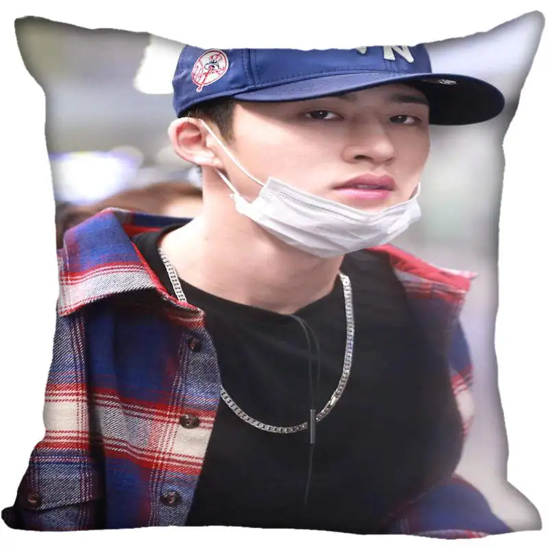 Custom Kpop Kim HanBin Printed Square Pillowcases 40x40cm,35x35cm One Side Satin Pillowcase Custom Logo