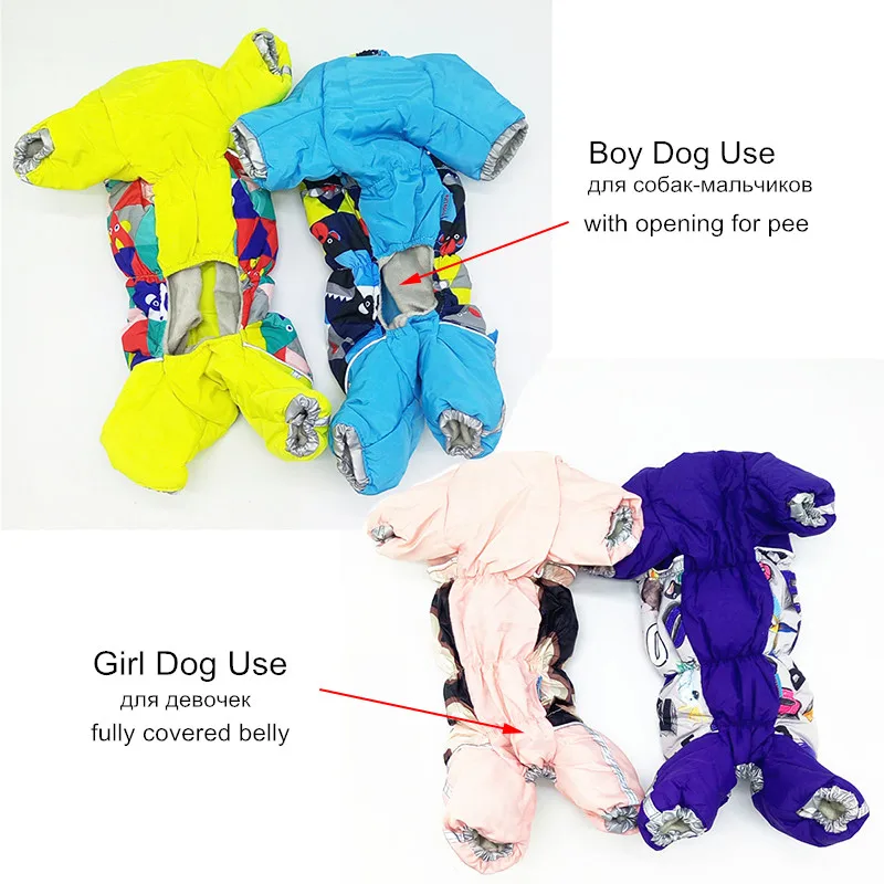 Winter Dog Clothes Windproof Luxury Warm Dog Coat Jumpsuit Reflective Small Pet Snowsuit with Zipper Overalls for Boy&Girl Dogs