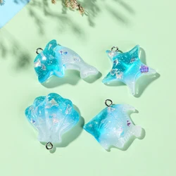 20Pcs/Lot Flatback Resin Ocean Series  Charms  for Earrings Pendant Jewelry  Diy Making