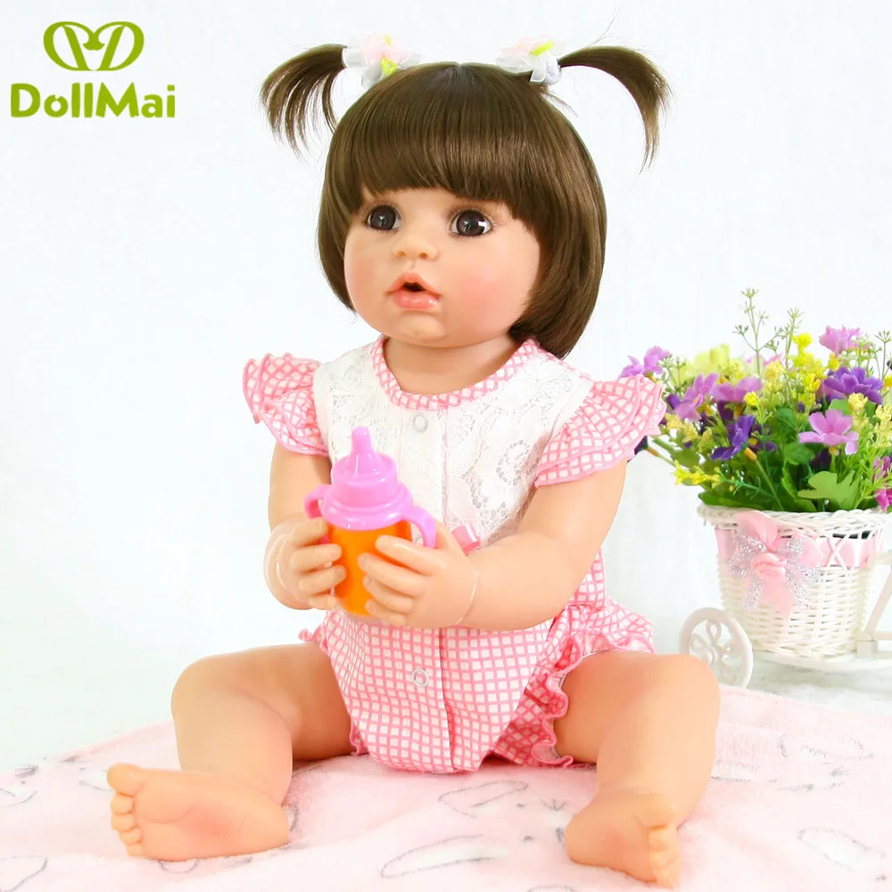 

55cm Full Body Silicone Reborn Baby Doll Toys 22inch Newborn Babies Doll Birthday Gift Child Bathe Toy Girl Play House Toy