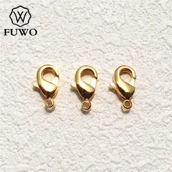 FUWO Wholesale Golden Plated Brass Lobster Clasps,High Quality Pendant Necklace Accessories For DIY Jewelry Making 100Pcs B001