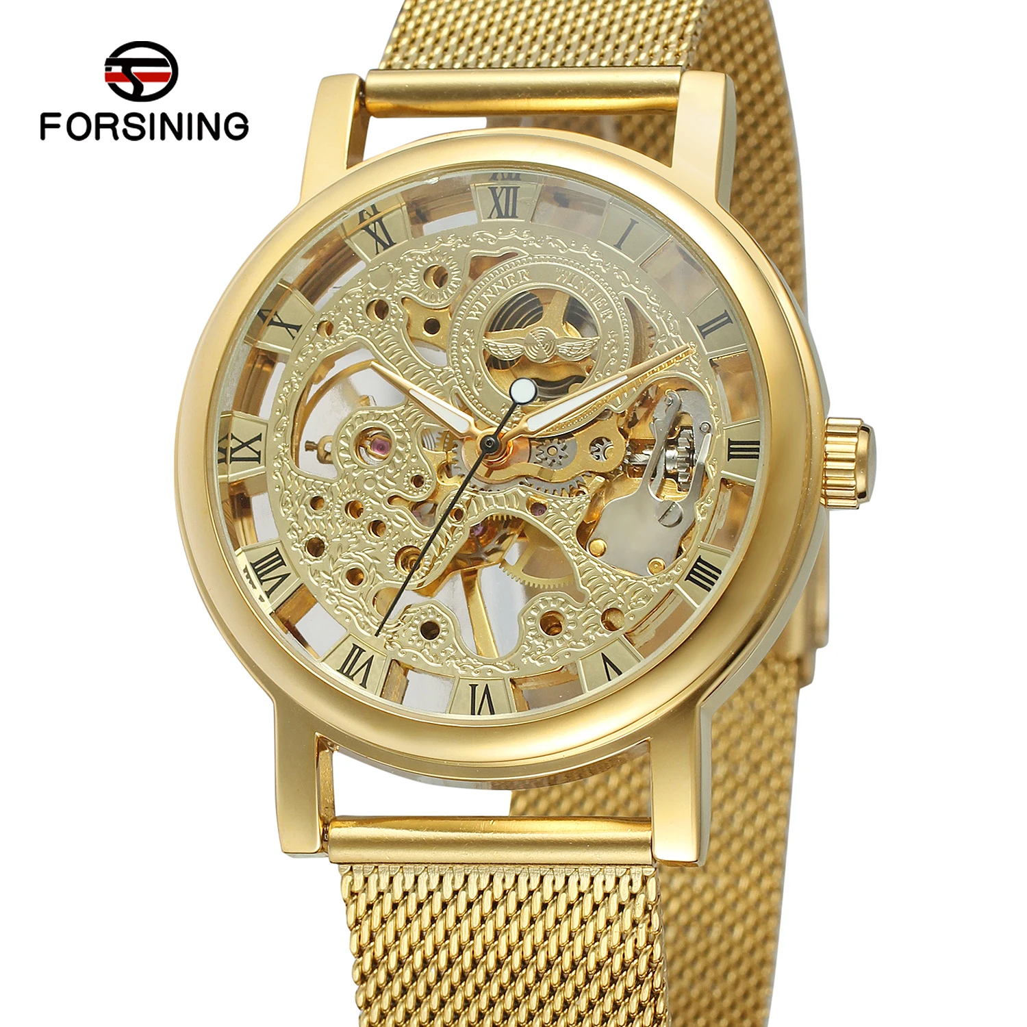 2023 Winner Top Brand Fashion Women Watches Ultra Thin Luxury Mesh Gold Skeleton Mechanical Elegant Ladies Wristwatches For Girl