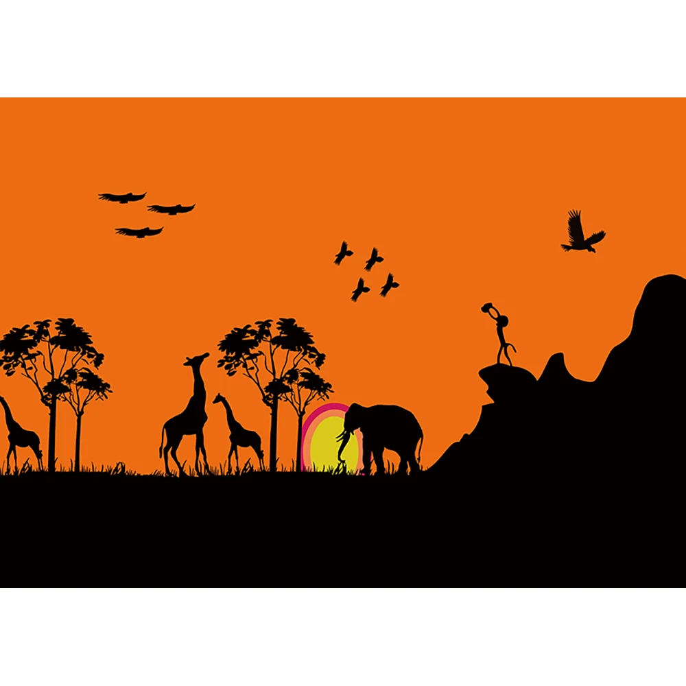 Funnytree خلفيات للتصوير الفوتوغرافي ليلة الحيوان الطيور الفيل الزرافة الأسود الكرتون جبل الطفل طبيعة fotografia خلفية