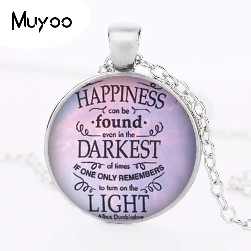 1pcslot Happiness Can Be Found Quote Pendant & Necklace Cabochon Vintage Bronze Statement Necklace HZ1