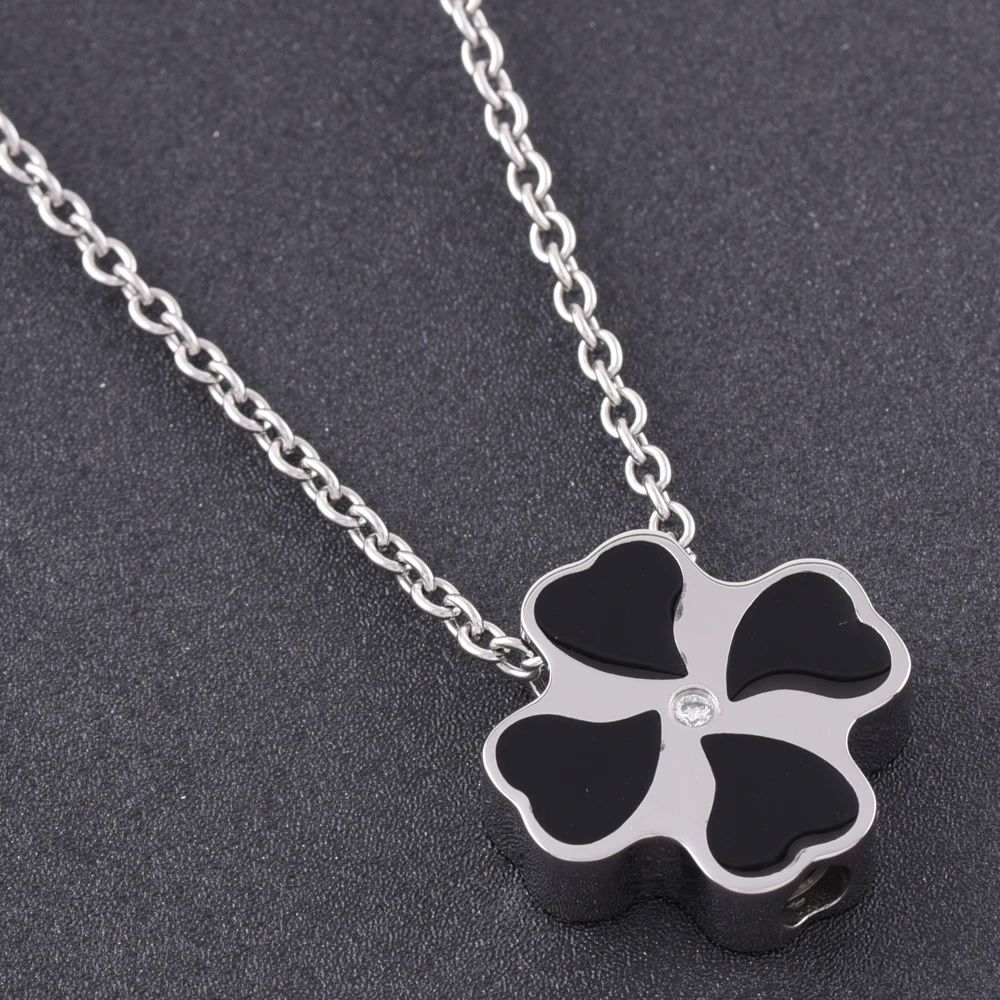 

Four Leaf Clover Shape Ashes Keepsake Memorial Ashes Holder Keepsake 316 L Stainless steel Womens Urn Pendant