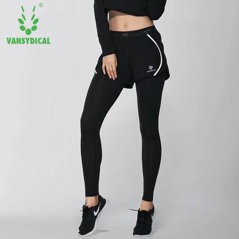 Women Sports Pants Two in One Leggings Fitness Running Gym Yoga Trainning Tights Vansydical Sportswear