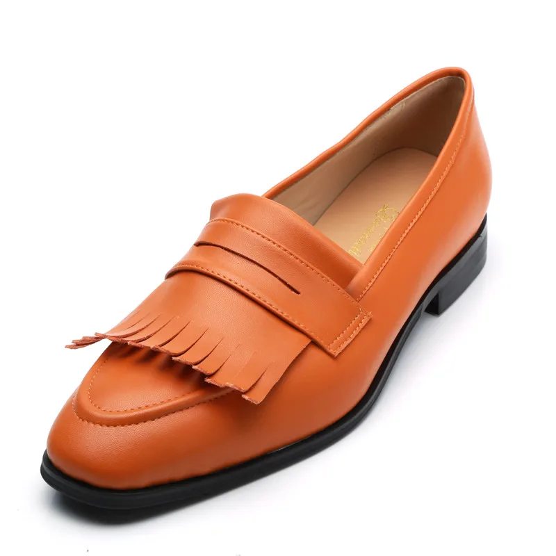 Qianruiti 2019 Spring Style Outdoor Fashion Show Dress Men Shoes Handmade Fringe Tassel Decorated Orange Casual Shoes for Men